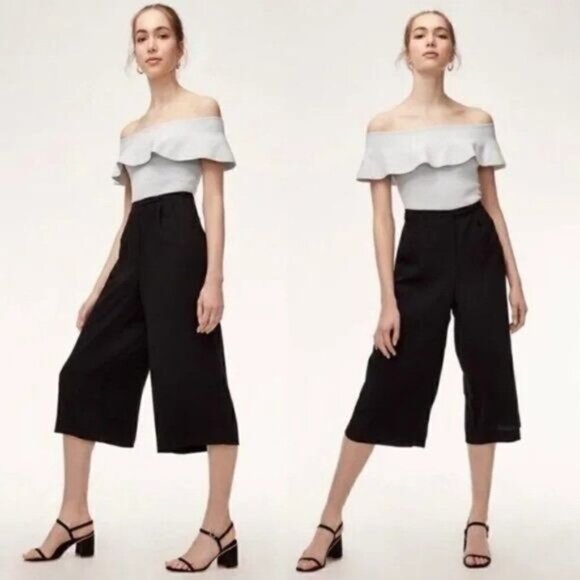 Aritzia Pants - Aritzia Babaton Lazarus Black High Waist Wide Crop Culotte Pants